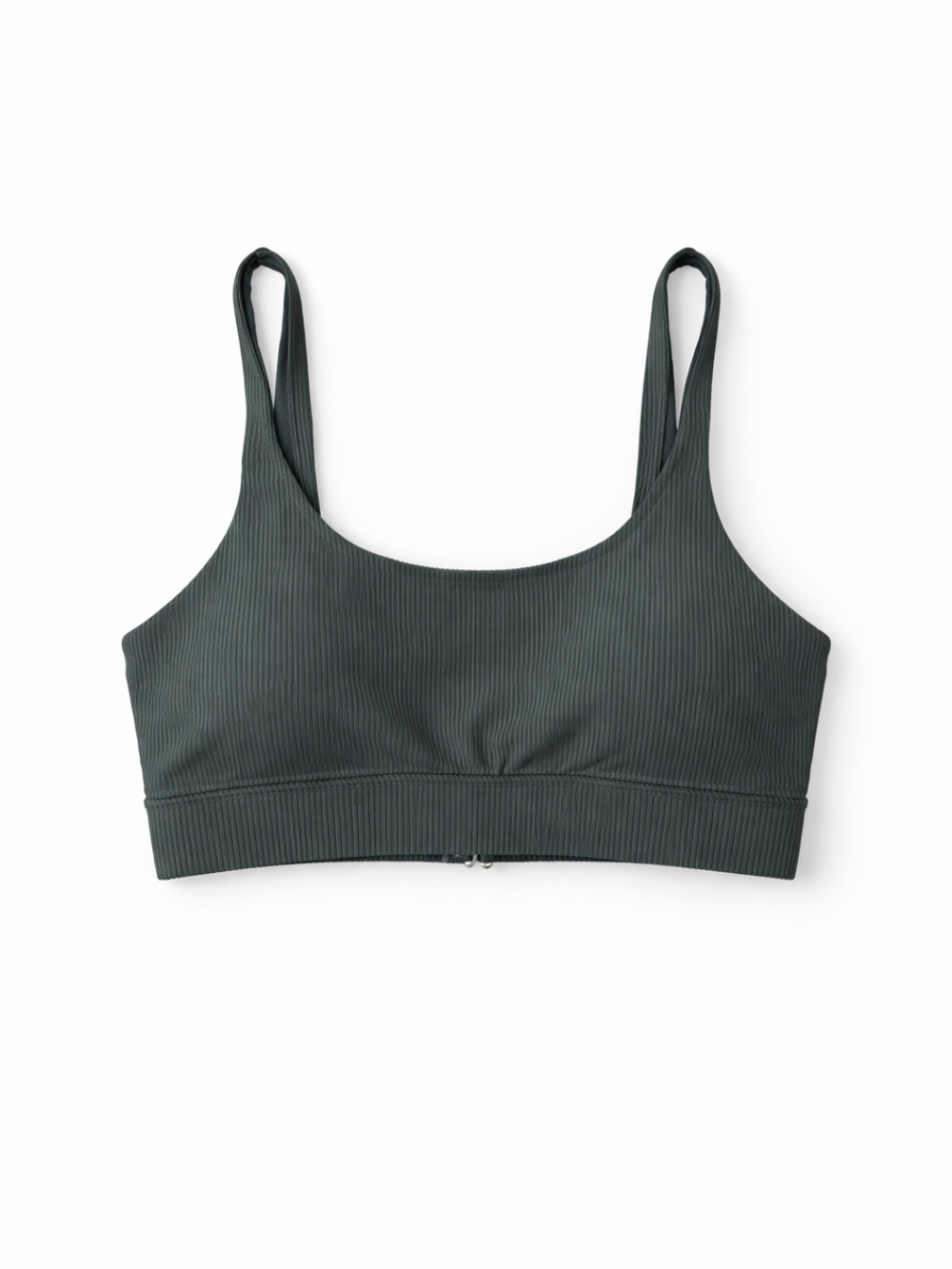 Cyn & Luca Ribbed Scoop Neck Bikini Top Olive Green Size Medium